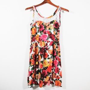 3/$15 PacSun Kirra Rose Floral Print Lace Dress Mini Sweetheart Rayon Size Small